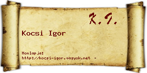 Kocsi Igor névjegykártya